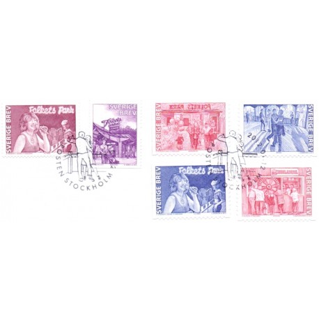 Sverige 2012. Folkeparkerne. AFA nr. 2807B,2809-12 stemplet hæfte FDC parstykkke