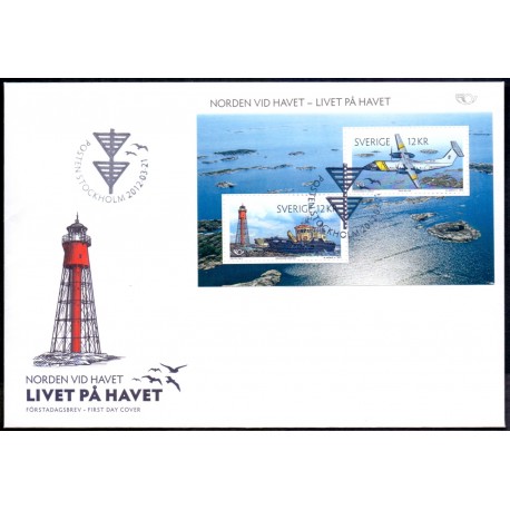 Sverige 2012. Norden ved havet. AFA nr. 2825 postfrisk miniark stemplet  hæfte FDC parstykkke