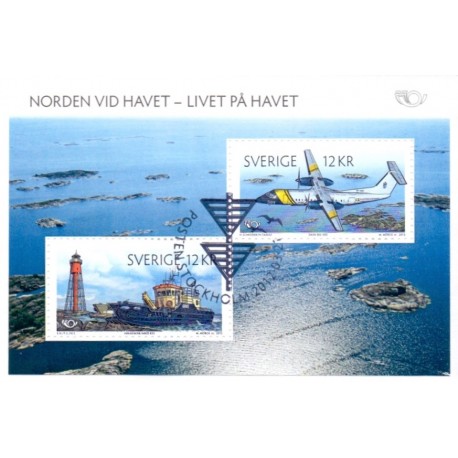 Sverige 2012. Norden ved havet. AFA nr. 2825 postfrisk miniark stemplet  hæfte FDC parstykkke