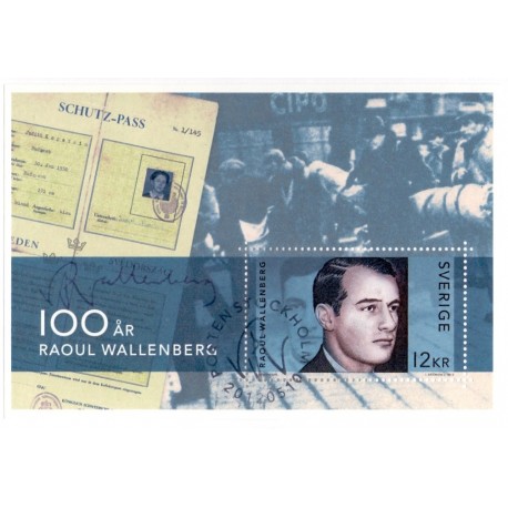 Sverige 2012. Raoul Wallenberg. AFA nr. 2843 postfrisk miniark stemplet  hæfte FDC parstykkke