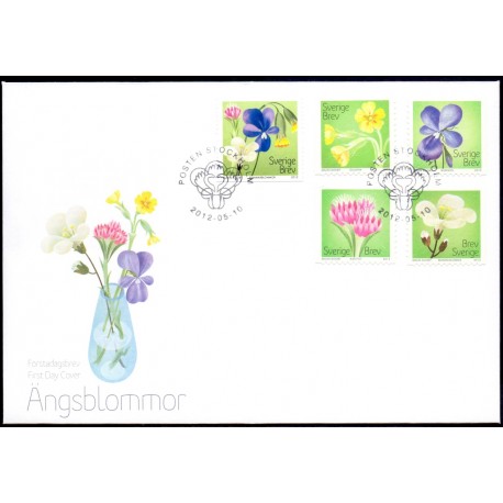 Sverige 2012. Sommerfrimærker. AFA nr. 2844-48 postfrisk stemplet  hæfte FDC parstykkke