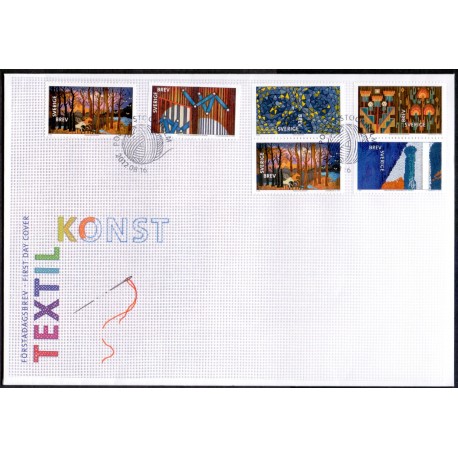 Sverige 2012. Tekstilkunst. AFA nr. 2858-62 postfrisk   stemplet  hæfte FDC parstykkke