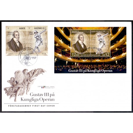 Sverige 2012. Den kongelige Opera. AFA nr. 2866 postfrisk miniark stemplet  hæfte FDC parstykkke