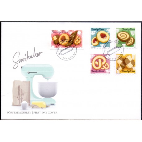 Sverige 2013. Småkager. AFA nr. 2897-2901, postfrisk stemplet  hæfte FDC parstykkke