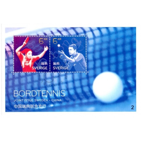 Sverige 2013. Bordtennis. AFA nr. 2920, postfrisk miniark stemplet  hæfte FDC parstykkke