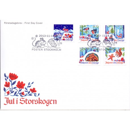 Sverige 2013. Julefrimærker. AFA nr. 2921-25, postfrisk stemplet  hæfte FDC parstykkke