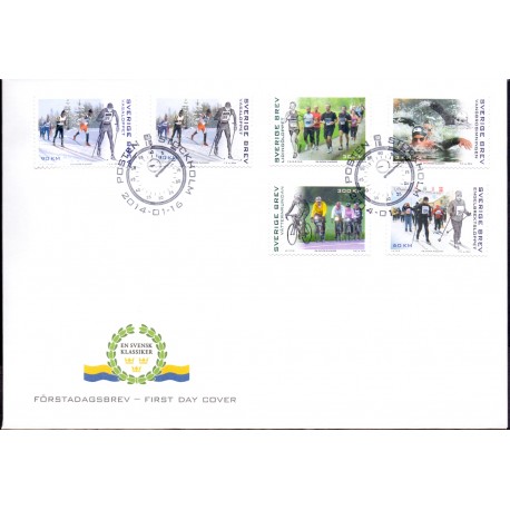 Sverige 2014. En svensk klassiker. AFA nr. 2936-40, postfrisk  stemplet  hæfte FDC parstykkke