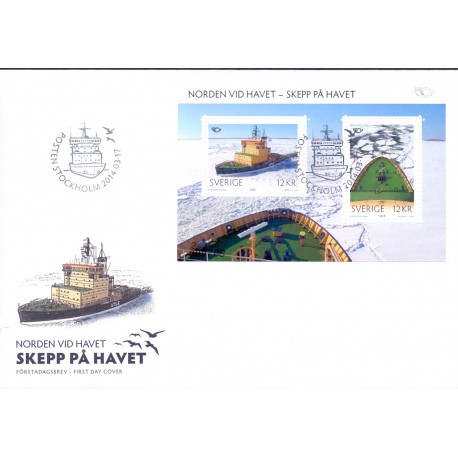 Sverige 2014. Norden ved havet. AFA nr. 2946, postfrisk miniark stemplet  hæfte FDC parstykkke