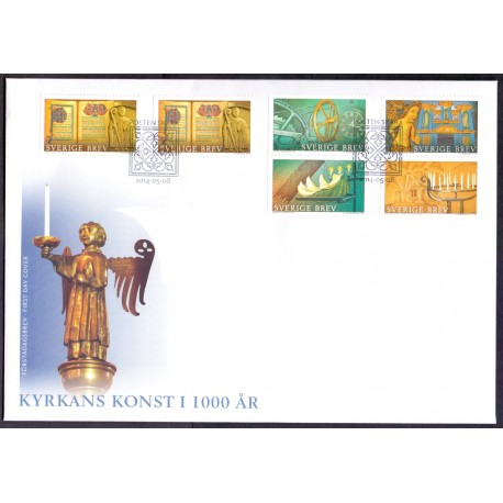 Sverige 2014. Kirkens kunst. AFA nr. 2960-64 postfrisk stemplet  hæfte FDC parstykkke