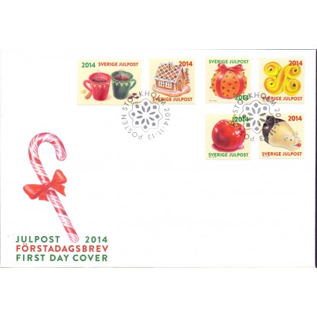 Sverige 2014. Julefrimærker. AFA nr. 2981-86 postfrisk stemplet  hæfte FDC parstykkke