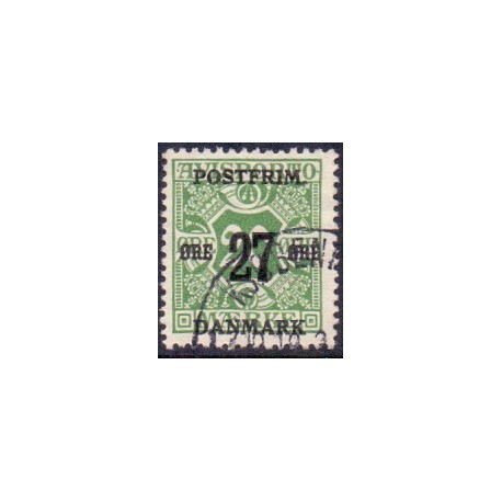 1918. 27-Øres provisorier. VM kors, AFA nr. 90  postfrisk    Ubrugt Stemplet FDC