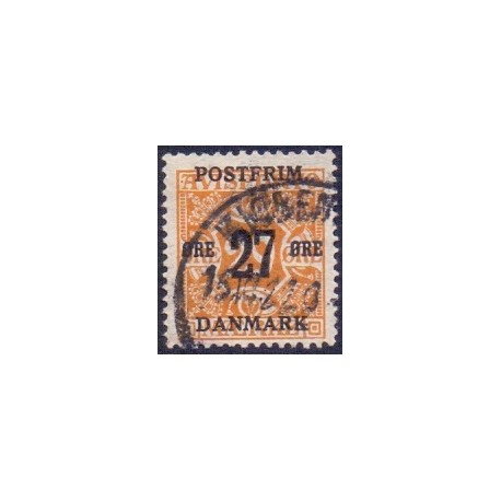 1918. 27-Øres provisorier. VM kors, AFA nr. 91  postfrisk    Ubrugt Stemplet FDC