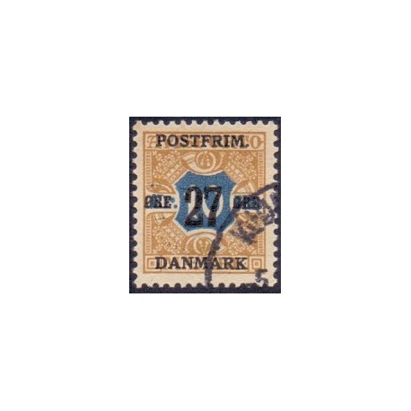1918. 27-Øres provisorier. VM krone, AFA nr. 97  postfrisk    Ubrugt Stemplet FDC