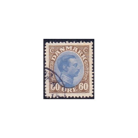 1918-20. Chr. X. 60 Øre. brun/lys ultram. AFA nr. 107a postfrisk  Ubrugt Stemplet FDC