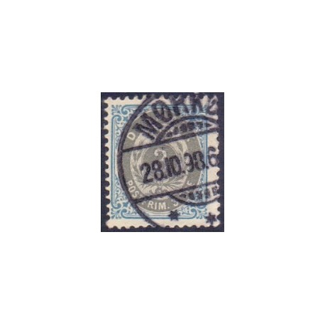 1895-1901. To-farvede 3 øre AFA nr. 22By, postfrisk Ubrugt stemplet