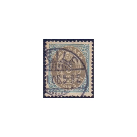 1902-03. To-farvede 3 øre AFA nr. 22Cy, postfrisk Ubrugt stemplet