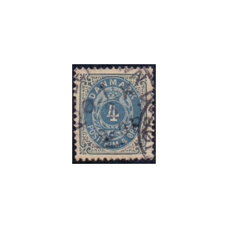 1895-1901. To-farvede 4 øre AFA nr. 23B, postfrisk Ubrugt stemplet