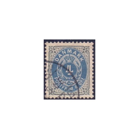 1895-1901. To-farvede 4 øre AFA nr. 23By, postfrisk Ubrugt stemplet