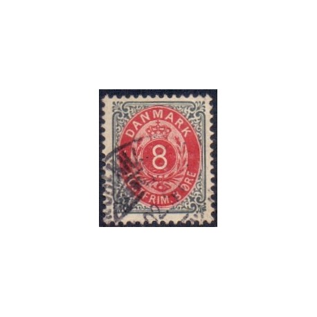 1895-1901. To-farvede 8 øre AFA nr. 25B, postfrisk Ubrugt stemplet