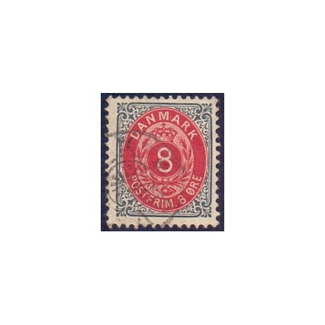 1895-1901. To-farvede 8 øre AFA nr. 25By, postfrisk Ubrugt stemplet
