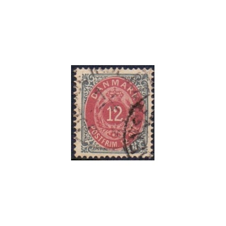 1875. To-farvede 12 øre AFA nr. 26ay, postfrisk  Ubrugt stemplet
