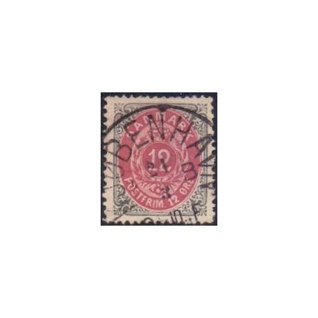 1875. To-farvede 12 øre AFA nr. 26a, postfrisk  Ubrugt stemplet