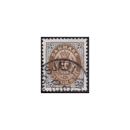1875. To-farvede 16 øre AFA nr. 27y, postfrisk Ubrugt stemplet