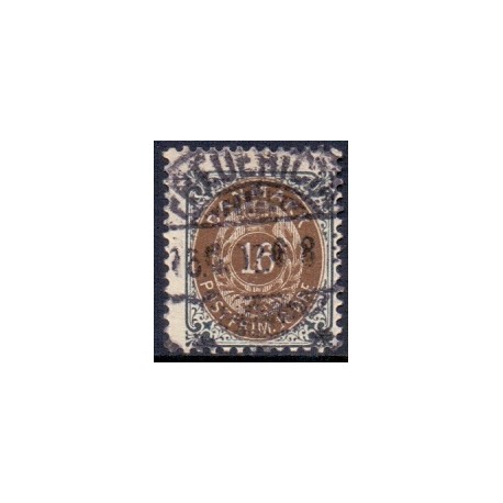 1895-1901. To-farvede 16 øre AFA nr. 27B, postfrisk Ubrugt stemplet