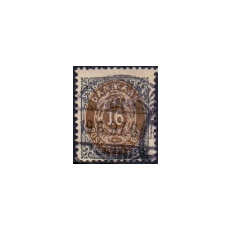 1895-1901. To-farvede 16 øre AFA nr. 27By, postfrisk Ubrugt stemplet