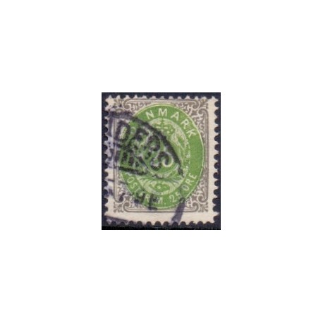 1895-1901. To-farvede 25 øre AFA nr. 29B, postfrisk Ubrugt stemplet