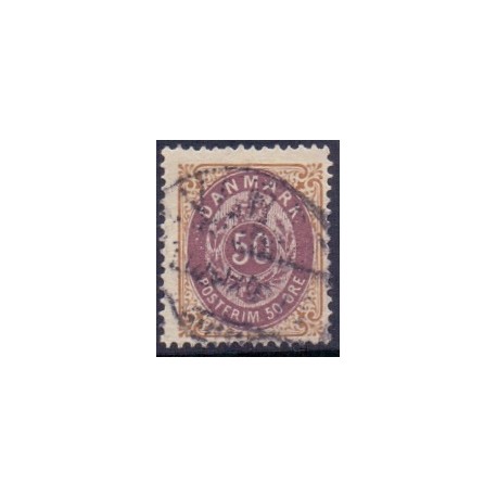 1875. To-farvede 50 øre AFA nr. 30, postfrisk Ubrugt stemplet