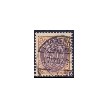 1895-1901. To-farvede 50 øre AFA nr. 30B, postfrisk Ubrugt stemplet