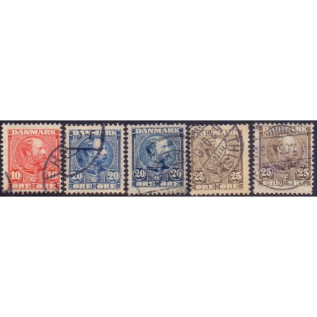 1904. Chr. IX, 10-25 Øre, AFA nr. 47-49a, postfrisk   Ubrugt Stemplet FDC