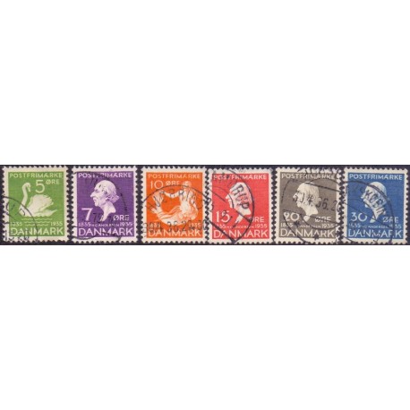 1934. H.C. Andersen eventyr. AFA nr. 223-28 postfrisk     Stemplet FDC