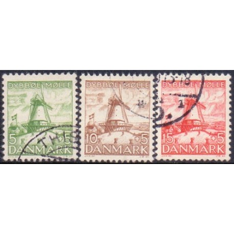 1937. Dybbøl Mølle. AFA nr. 236-38. postfrisk  Stemplet FDC