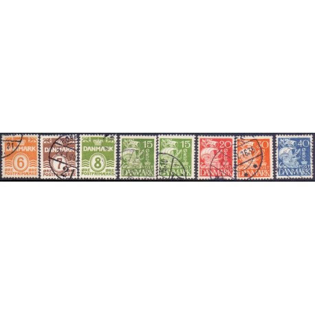 1940. Farveændringer. AFA nr. 254-60 (inkl 257a) stemplet  Stemplet FDC