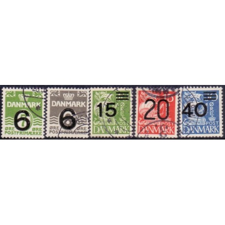 1940. Provisorier. AFA nr. 261-65 (uden a nr.) postfrisk  Stemplet FDC