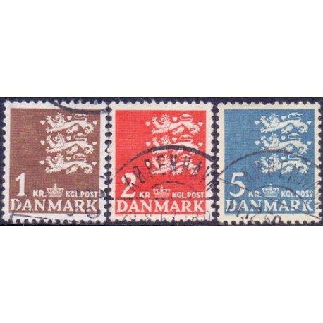 1946. Lille rigsvåben. AFA nr. 293-95 postfrisk    Stemplet FDC