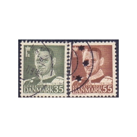 1951. Frederik IX, 35-55 Øre,  AFA nr. 326-27 postfrisk     Stemplet FDC