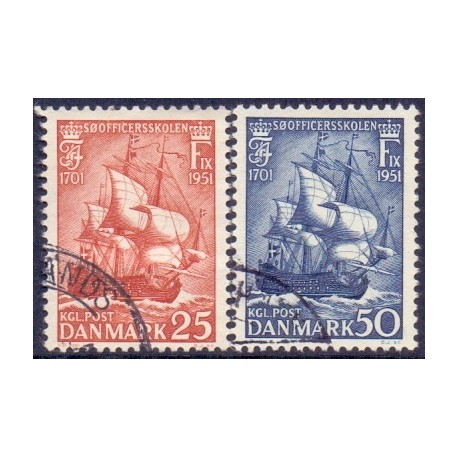 1951. Søofficersskolens 250-års jubilæum,  AFA nr. 328-29 postfrisk    Stemplet FDC