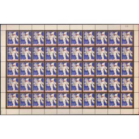 Danmark julemærke 1929 i helark ufoldet, foldet **/*