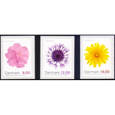 2012. Efterårsblomster. AFA nr. 1715-17,  postfrisk  Stemplet FDC