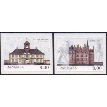 2013. Danske herregårde. AFA nr. 1738-39,  postfrisk  Stemplet FDC