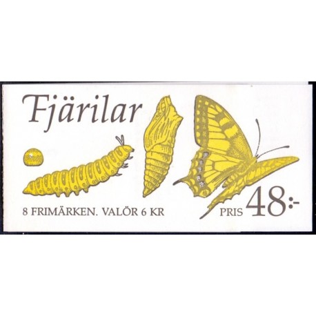 Sverige. 1993. Sommerfugle. AFA nr. 1706-09 postfriske sammentryk Stemplet hæfte FDC parstykkke SWEDEN **/o