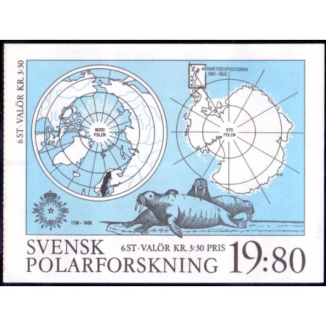 Sverige. 1989. Svensk polarforskning. AFA nr. 1504-09 postfrisk sammentryk   Stemplet hæfte FDC parstykkke SWEDEN **/o