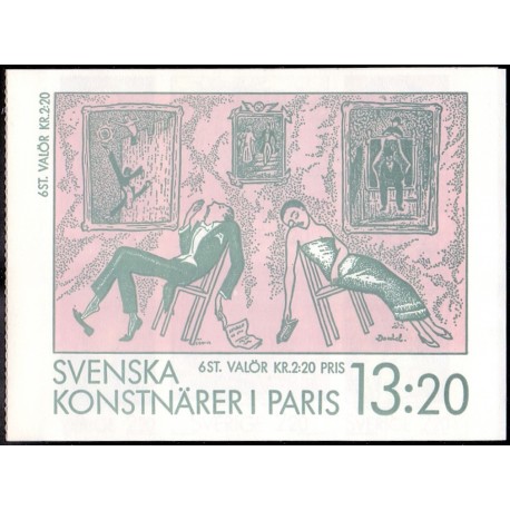 Sverige. 1988. Svenske Kunstner. AFA nr. 1455-60 postfrisk sammentryk  Stemplet hæfte FDC parstykkke SWEDEN **/o
