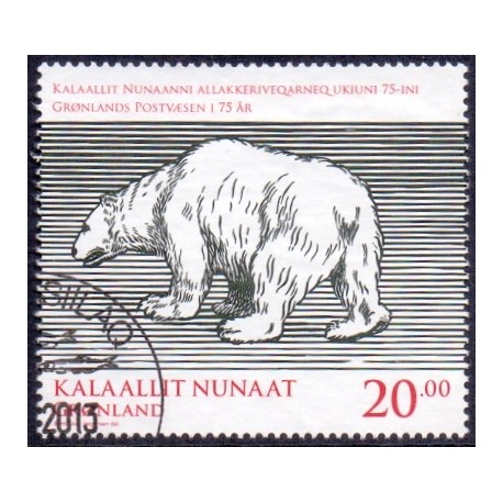 2013. 20,00 Kr. Post Greenland 75 års jubilæum. AFA nr 651 postfrisk stemplet