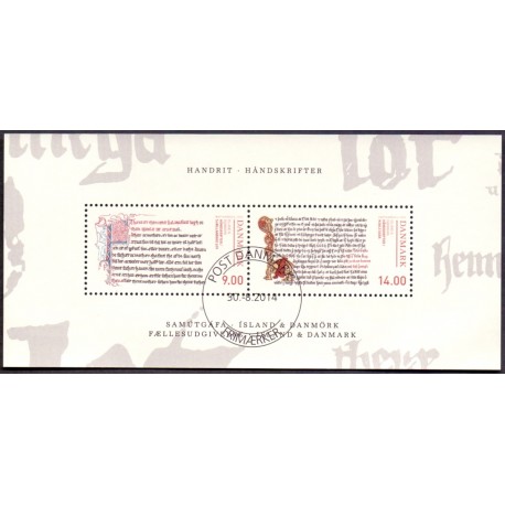 2014. Håndskrifter. AFA nr. 1793, i miniark postfrisk    Stemplet FDC