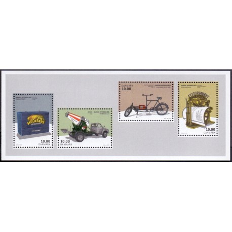 2015. Danske opfindelser. AFA nr. 1823A, i postfrisk miniark Stemplet FDC