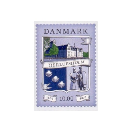 2015. Herluftholm 450 år. AFA nr. 1824, postfrisk Stemplet FDC